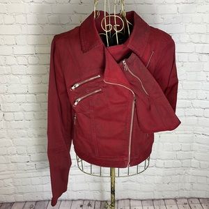 Guess red distress Jean jacket